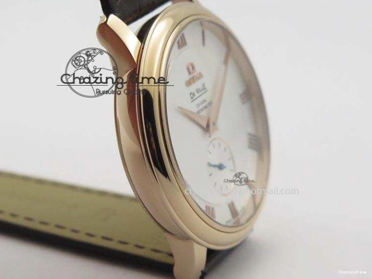 0316 Popular De Ville MK 1:1 Best Edition RG White Dial On Black Leather Asian Seagull T1701 (Sec@6) 8237